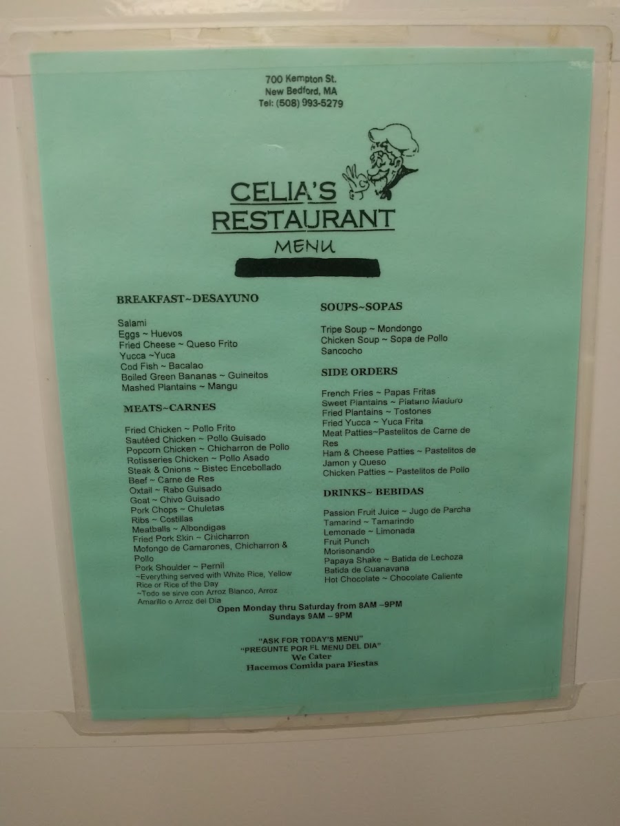 Celia's Restaurant Menu - Image 5